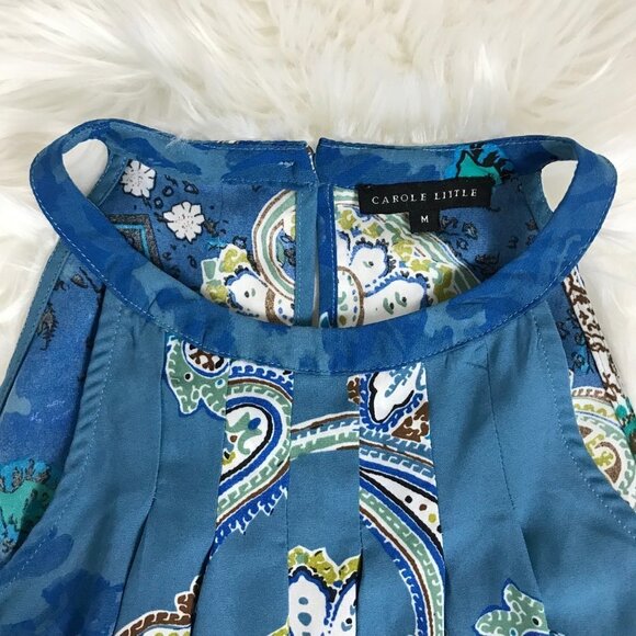 Carole Little Blue Pleated Halter Top  Size Medium - Picture 3 of 6